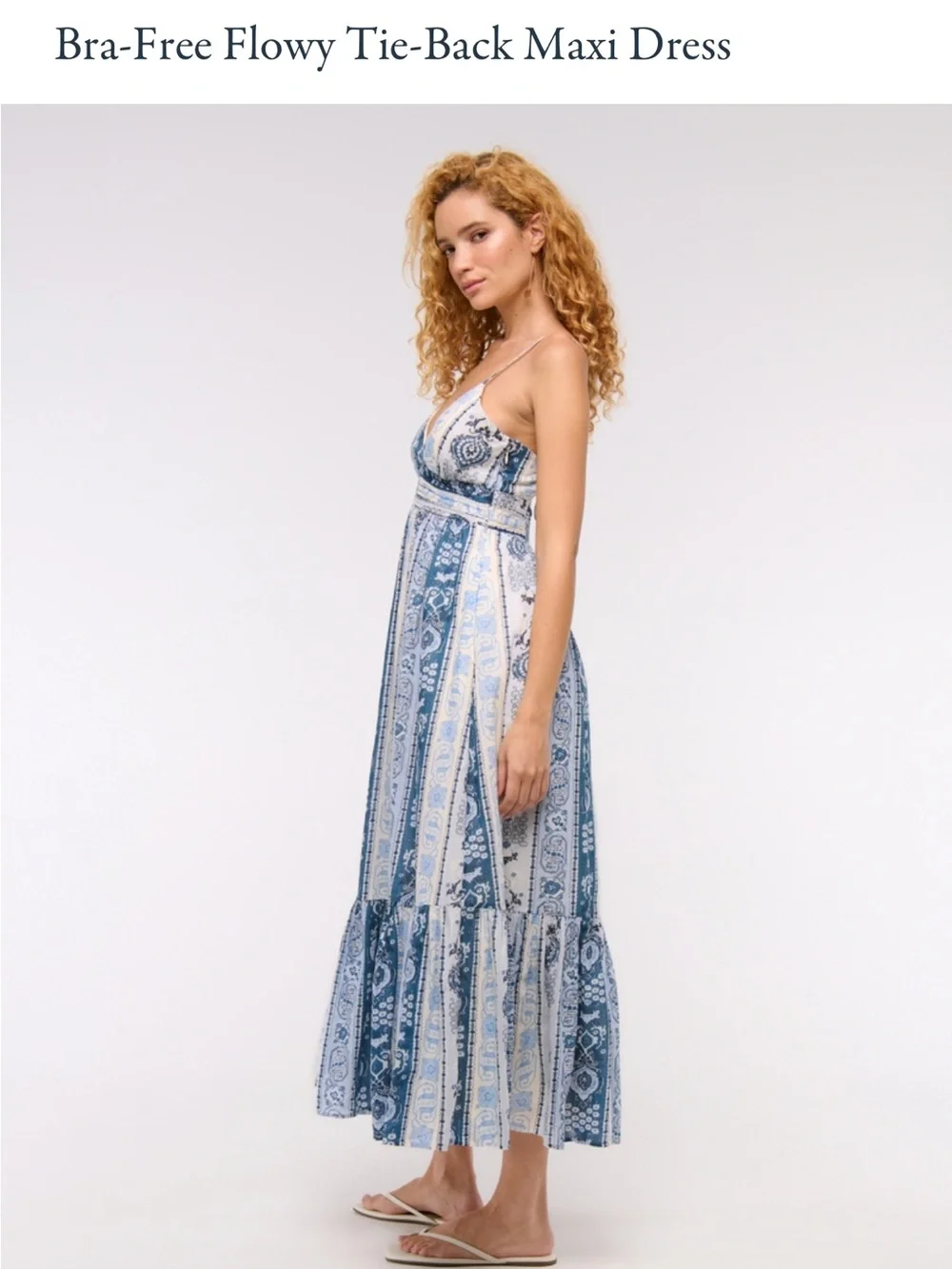Abercrombie & Fitch Blue Paisley V-Neck Maxi Dress